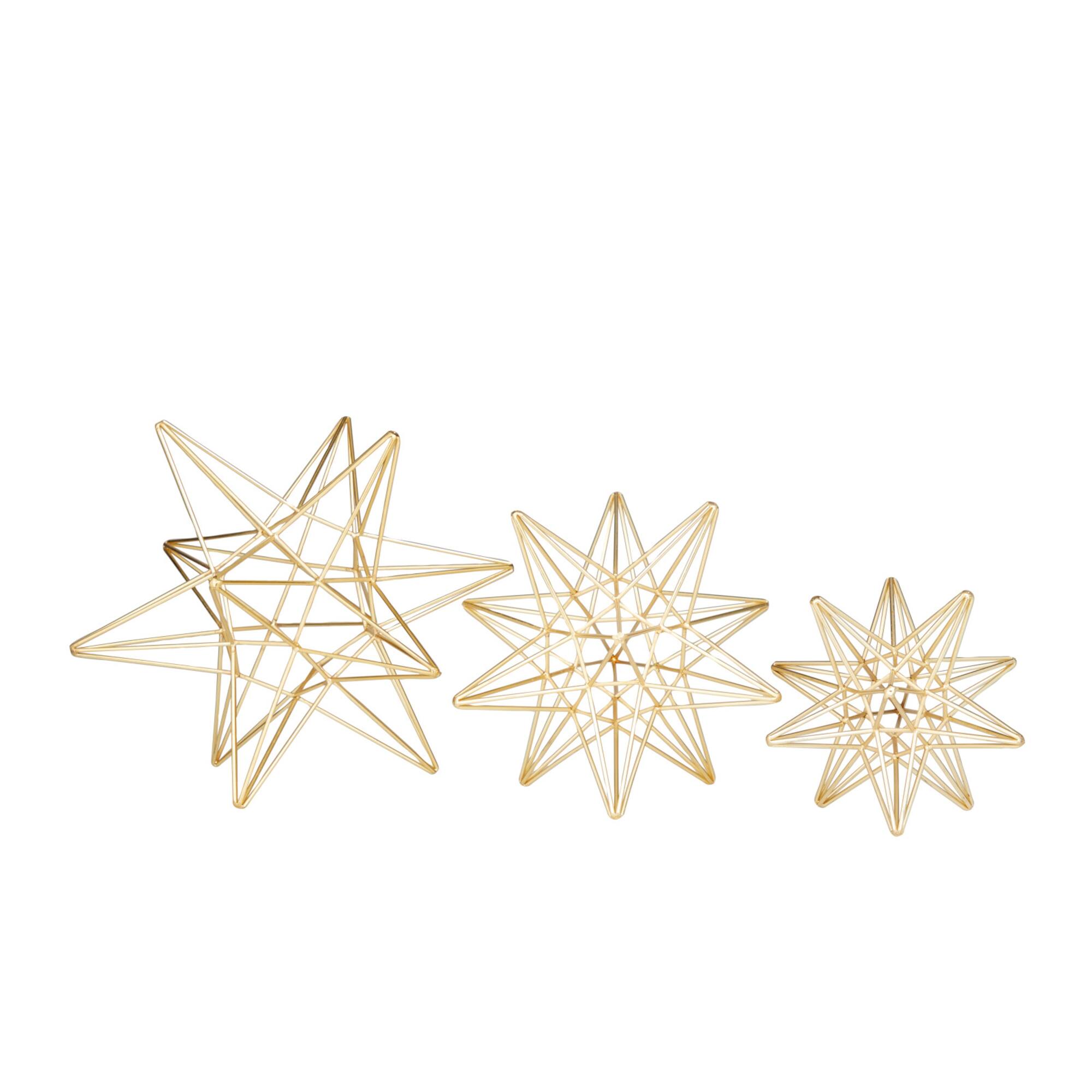 CosmoLiving by Cosmopolitan Set of 3 Gold Iron Glam Sculpture, 12" x 13" x 14"